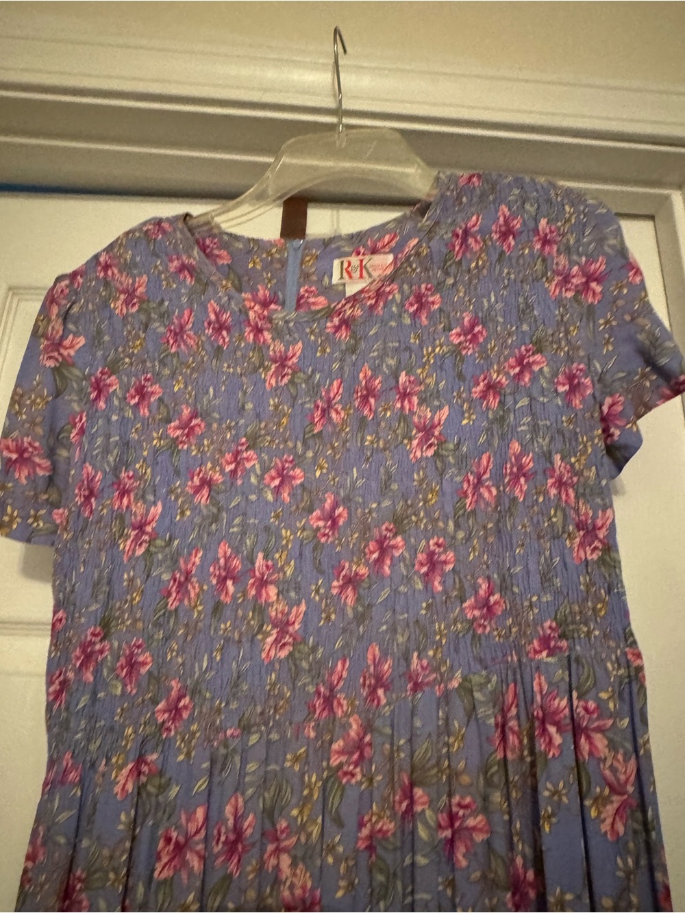 R&K Lavender Floral Short Sleeve Dress Top